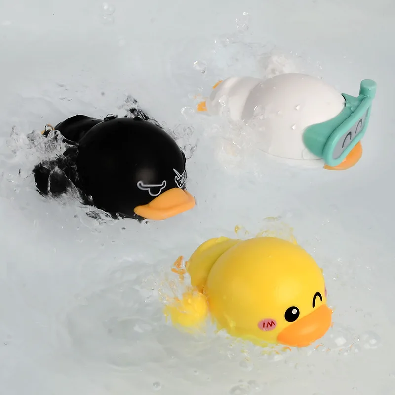 Sale Cute Cartoon Animal Little Yellow DuckClassic Baby Water Toy Infant Swim Frogs Wound-up Chain Clockwork Kids Beach Bath Toy