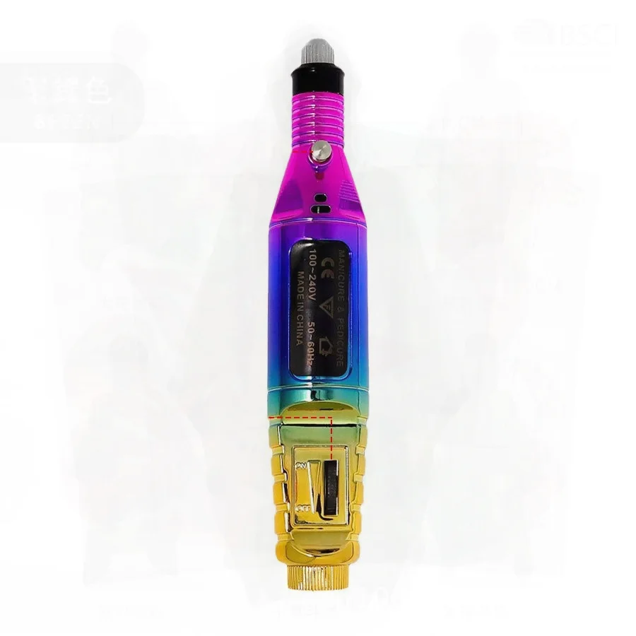 Przenośna elektryczna frezarka do paznokci, narzędzie do manicure, polerka do paznokci, kolorowa nowość, zgodna z normami USA i UE.