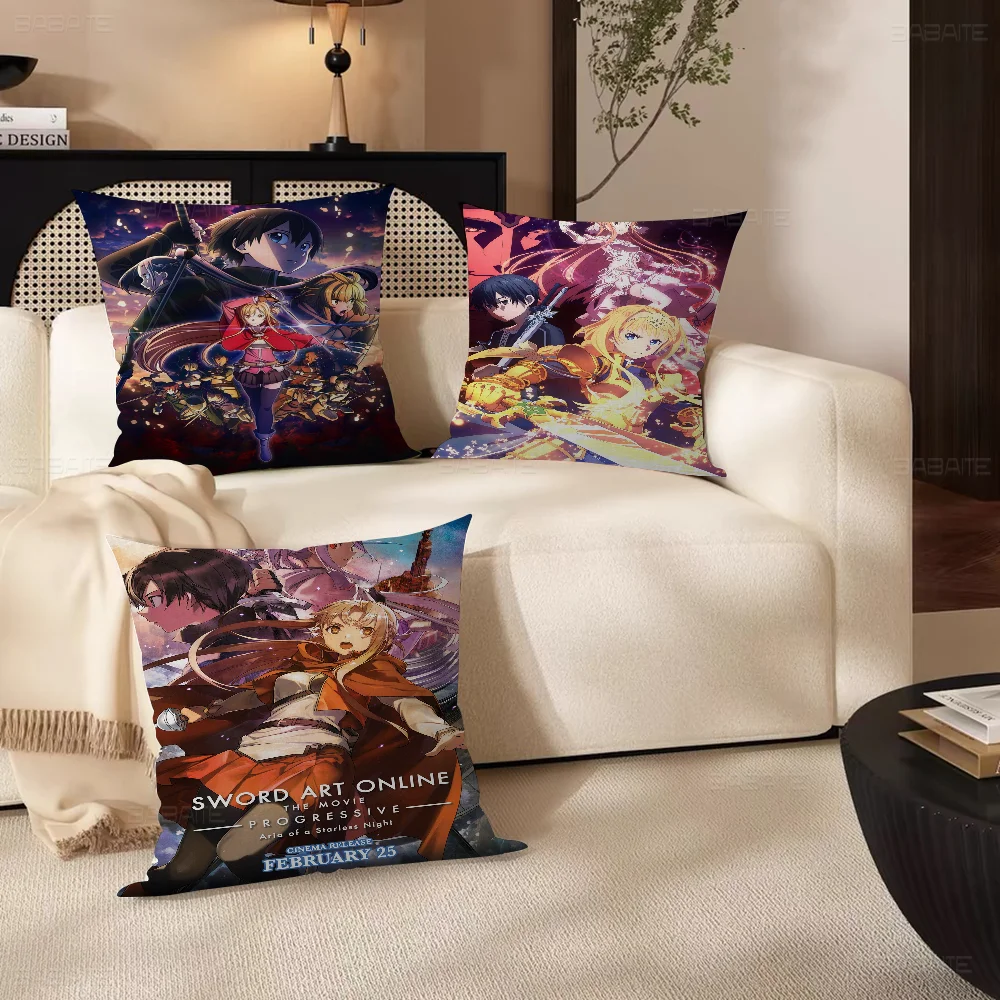 Japanese Anime Sword Art Online SAO Pillow Covers Cartoon Sofa Decorative Home Double-sided Printing Short Plush Cushion Cover