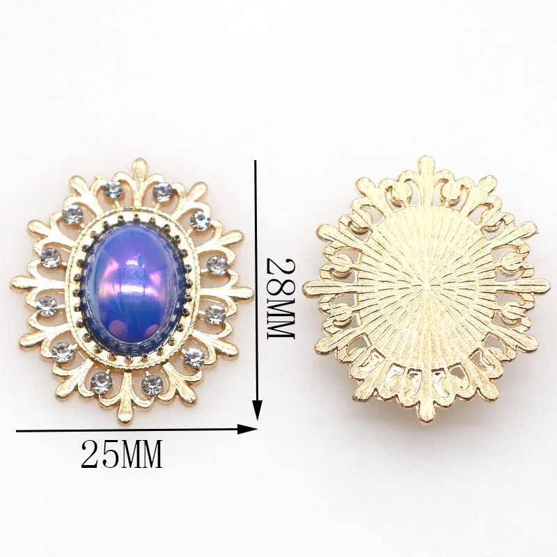 10pcs/batch 28*25mm Alloy Rhinestone Pearl Buttons For Needle Thread Embroidery Button Clothing DIY, Women's Sweater Clothing