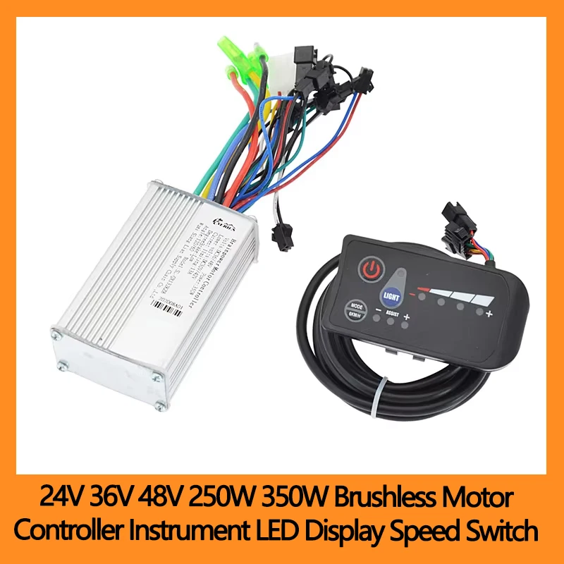 

24V 36V 48V 250W 350W Brushless Motor Controller For Electric Vehicles And Bicycles Instrument LED Display Speed Switch