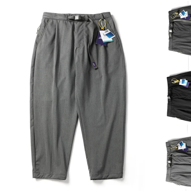 

Loose Casual Men's Cotton Pants Straight Leg mid Waist Japanese Sle Anti-Wrinkle Drapey Spring Summer Loose Workwear