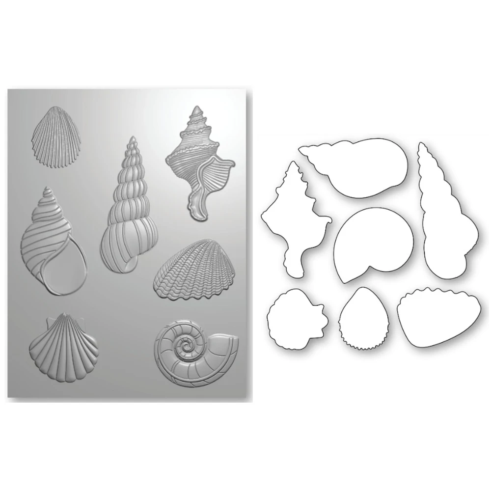 Shell 3D Embossing Folder and Matching Dies Pattern DIY Scrapbooking Supplies Craft Materials Art Deco Background Photo Album