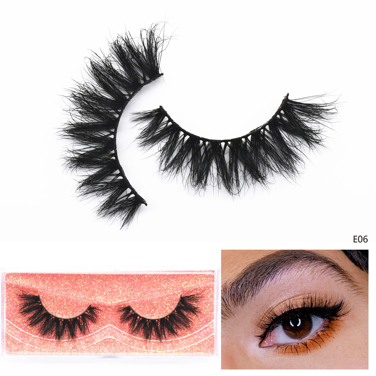 Nerzwimpern Wispy Lashes Flauschige unordentliche 3D-falsche Wimpern Dramatische natürliche lange Wimpern Streifenwimpern Make-up Nerzwimpern Falsche Wimpern