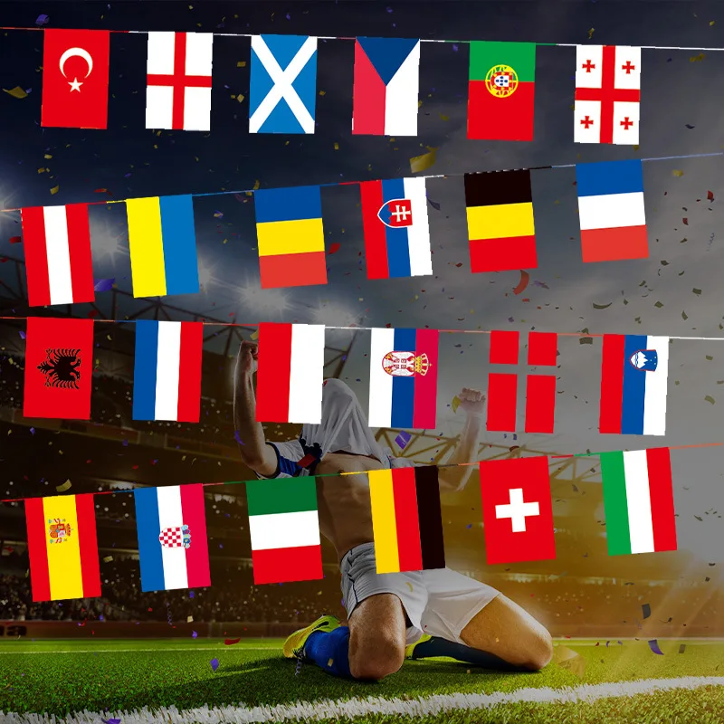 2024 Europe Flag Bunting National Hanging String Flags Banner Indoor Outdoor Decoration Football