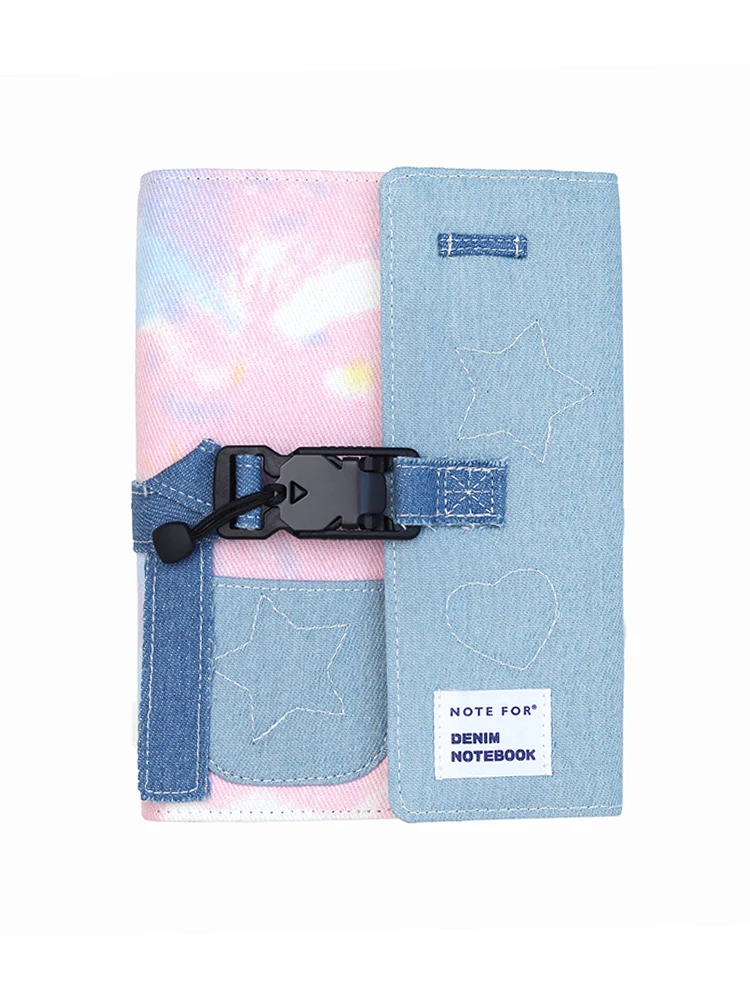 Y2K A6 Photocard Collect Binder Jeans Loose-leaf Journal with Sticker Set Button Lock Photo Holder Book Portable Girl Notebook