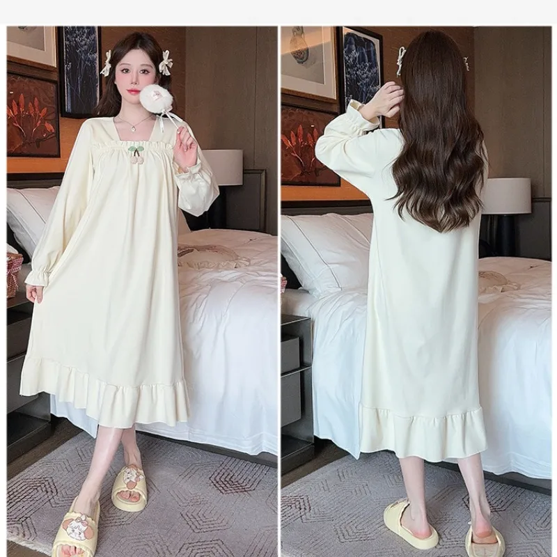 5XL Plus Size Velvet Loose Pajamas Women Autumn and Winter Long Sleeved Home Dress Korean Sweet Loungewear Can Be Worn Outside