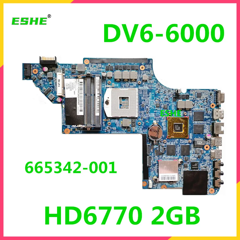 

665342-001 665343-001 665342-501 motherboard For HP Pavilion DV6T DV6-6000 Laptop Motherboard HM65 HD6770 2GB GPU Tested OK