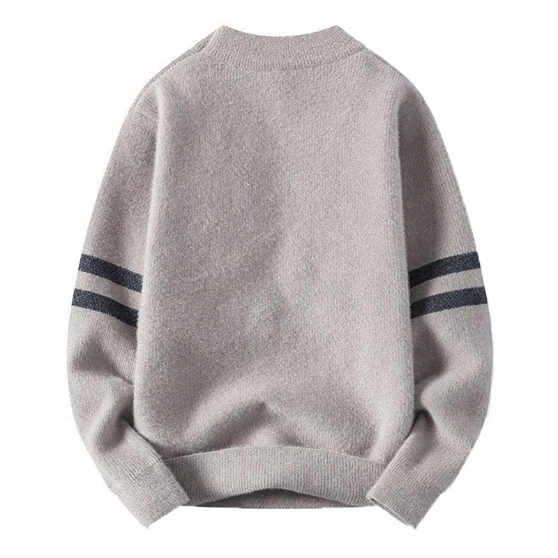 men autumn winter long sleeves knit sweater round neck personality stripe letter best seller pullover trend leisure fashion tops