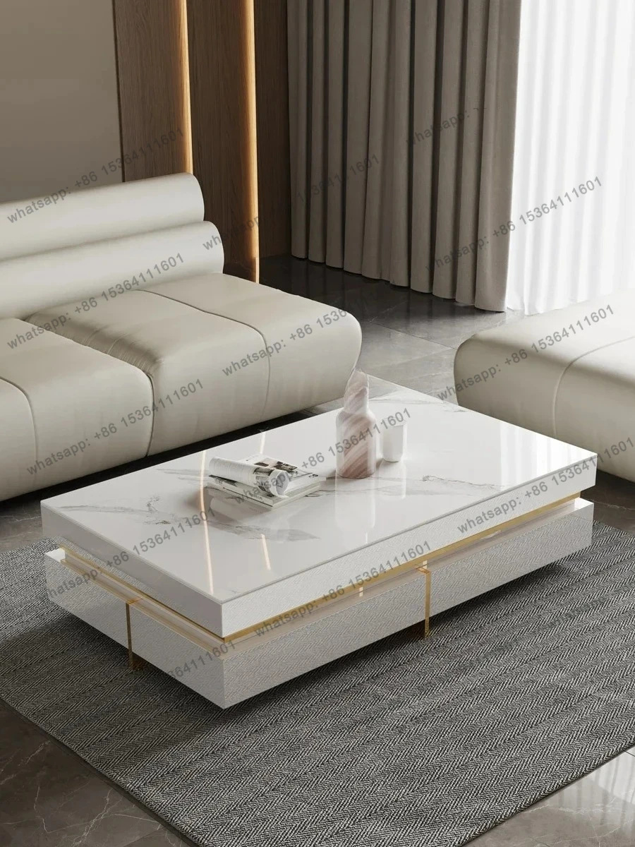 CJCoffee Table Living Room 2025 New Simple Modern High-end Bright Rock Slab Surface, Customized