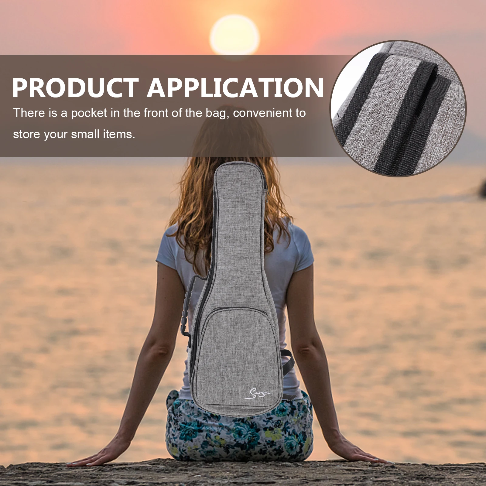 

Ukulele Bag Storage Pouch Portable Practical Durable Linen Velour Material Lightweight Design Front Pocket Small Instruments