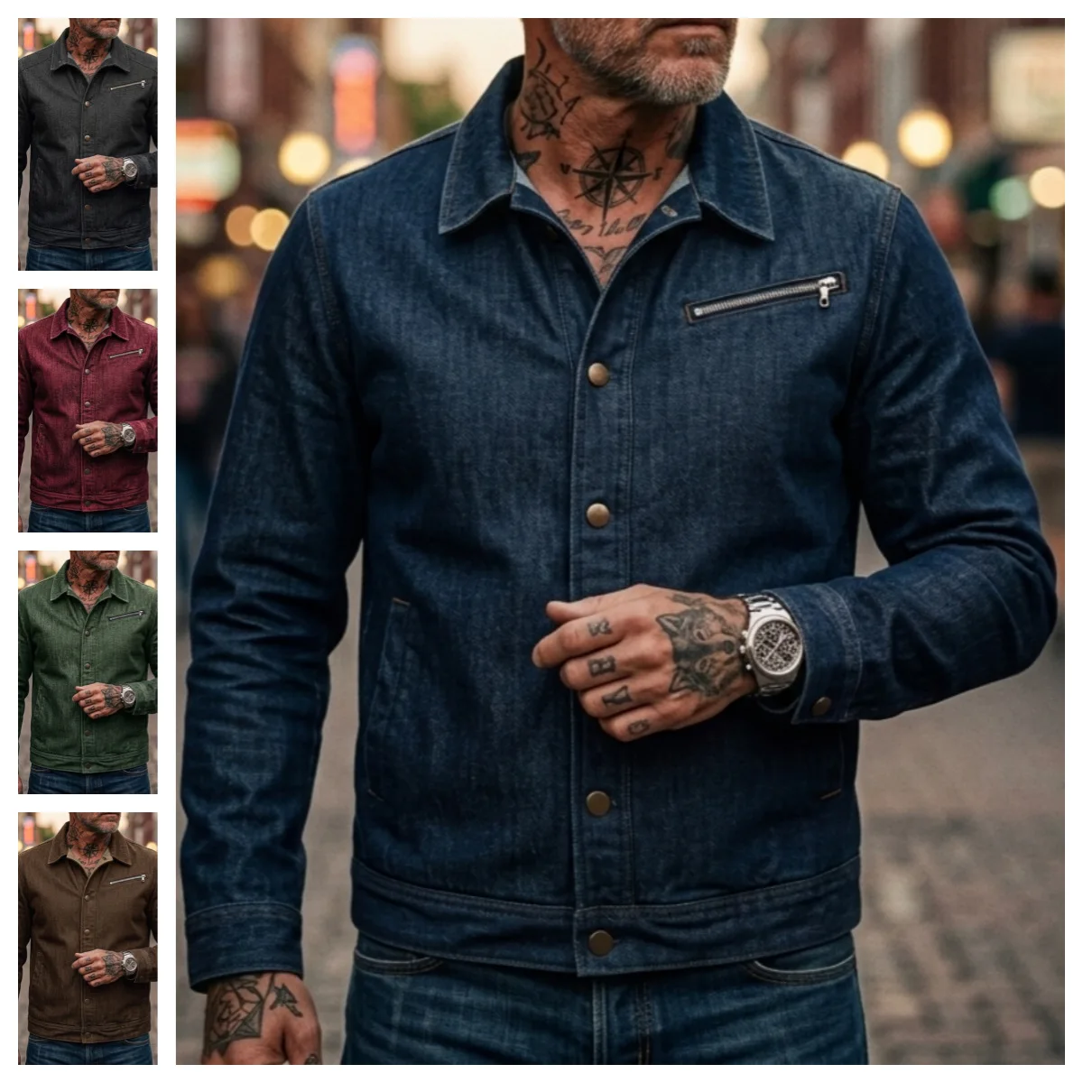 

New Spring Autumn Jacket, European And American Vintage Workwear Coat, Multiple Colors In Stock, Men's Denim