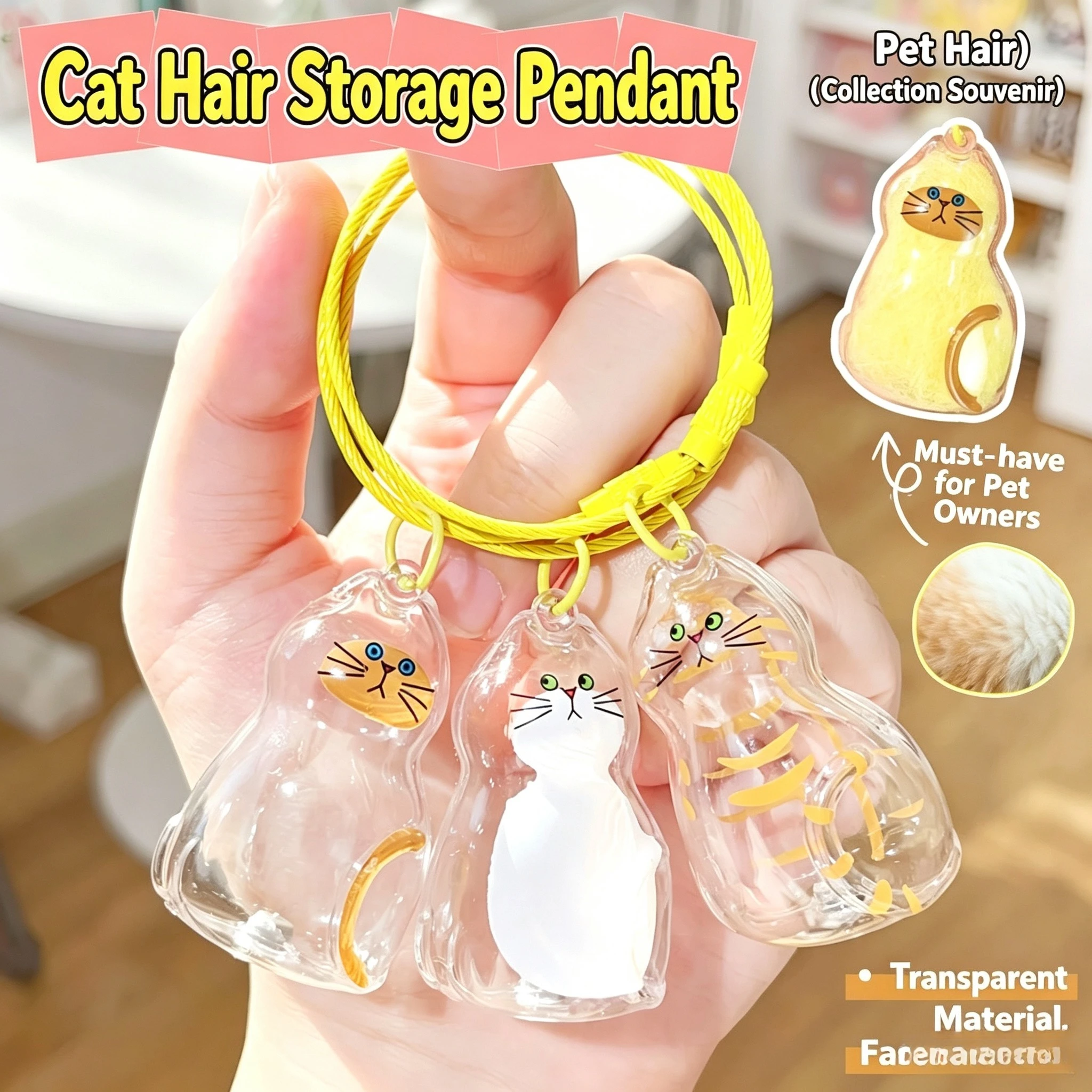

Hanging Pet Keychain Pendant Memorial Resin Cat/Dog Hair Storage Capsule Unique Keychain Novel Trendy Souvenir for Pet Lovers