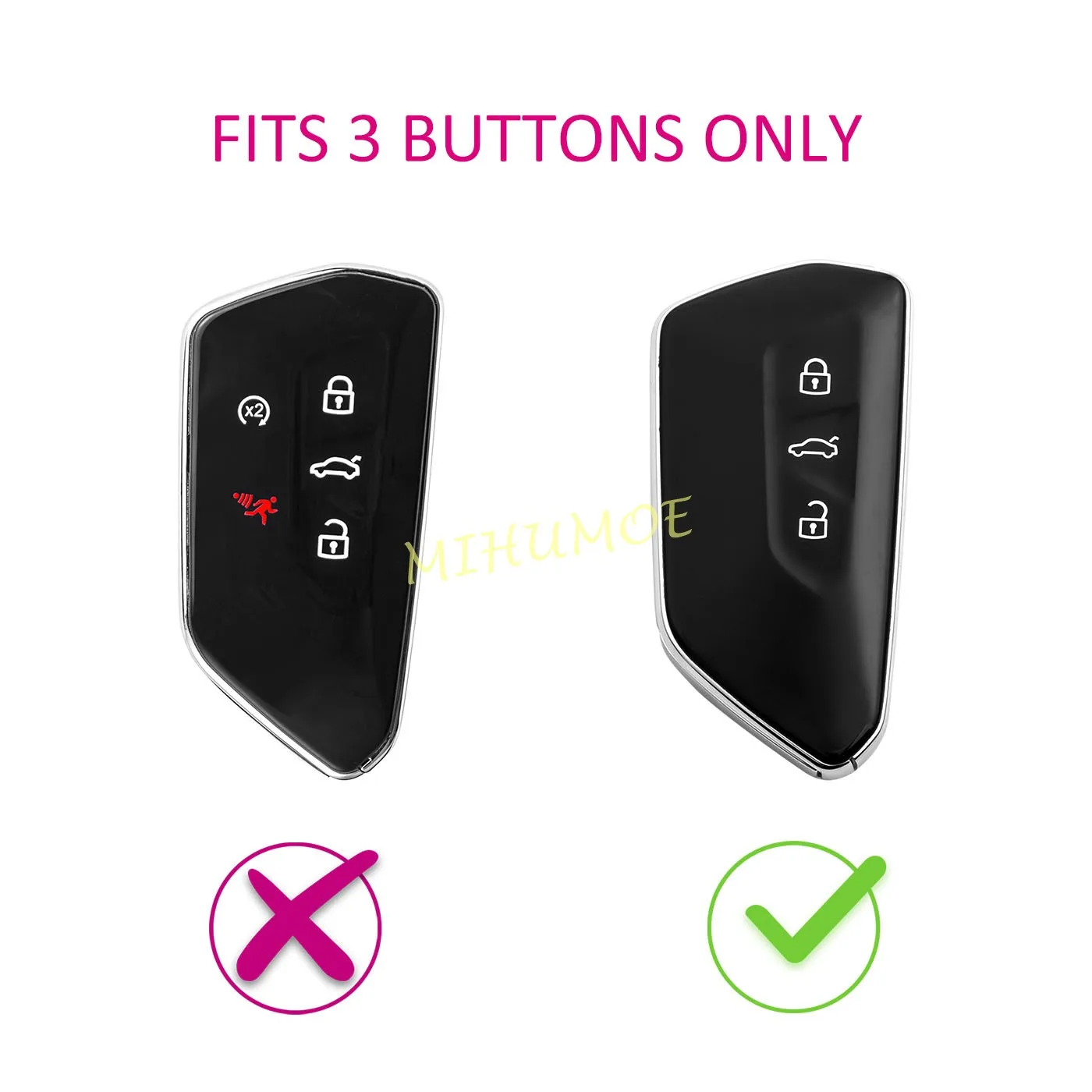 Silicone Car Key Case Chain For 2021-2025 VW Golf MK8 ID.3 ID.4 Atlas Skoda Octavia Seat Ateca Tarraco Cupra Formentor Leon Born
