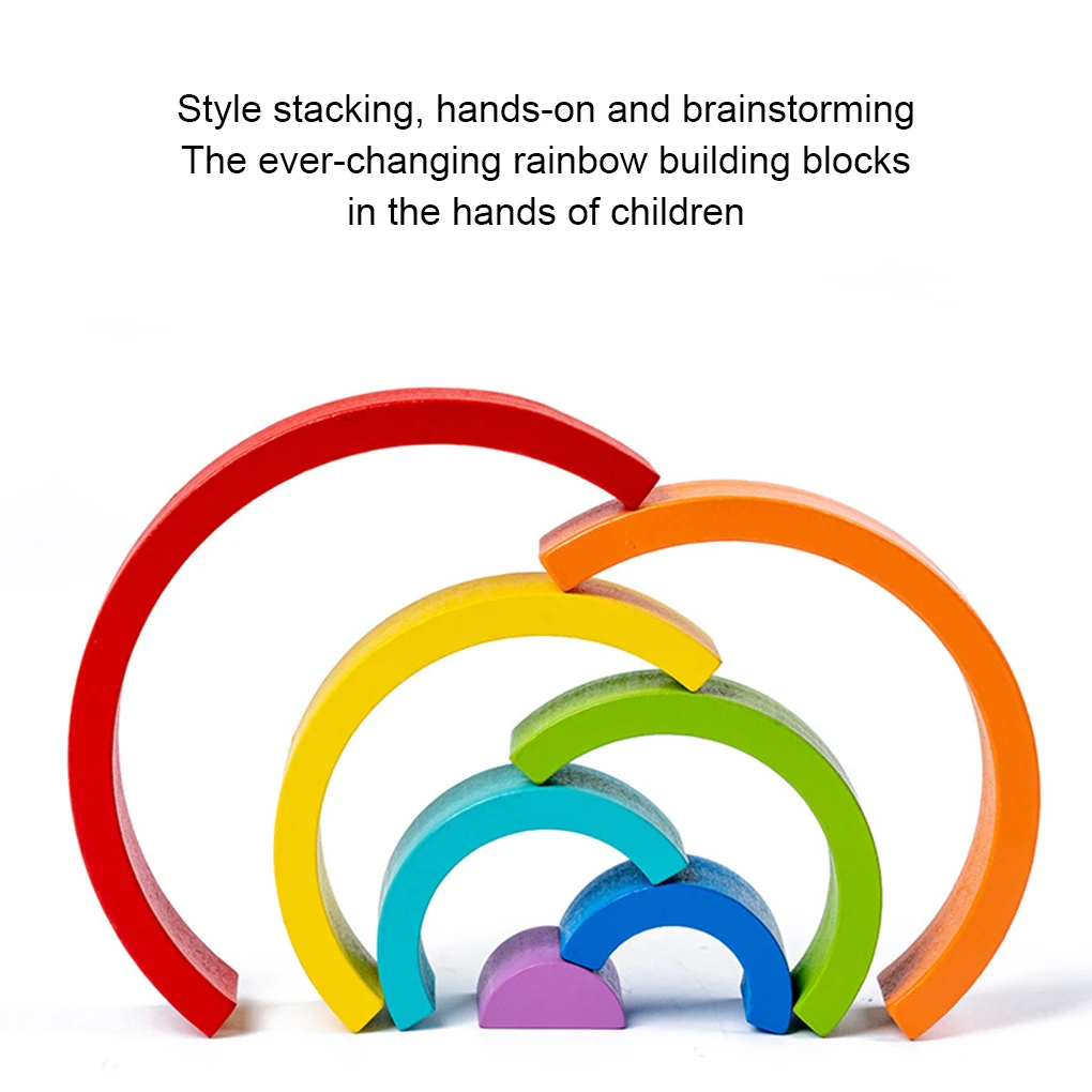 Creative Playtime With Educational Wooden Rainbow Stacking Toy Brain Training Included Develops