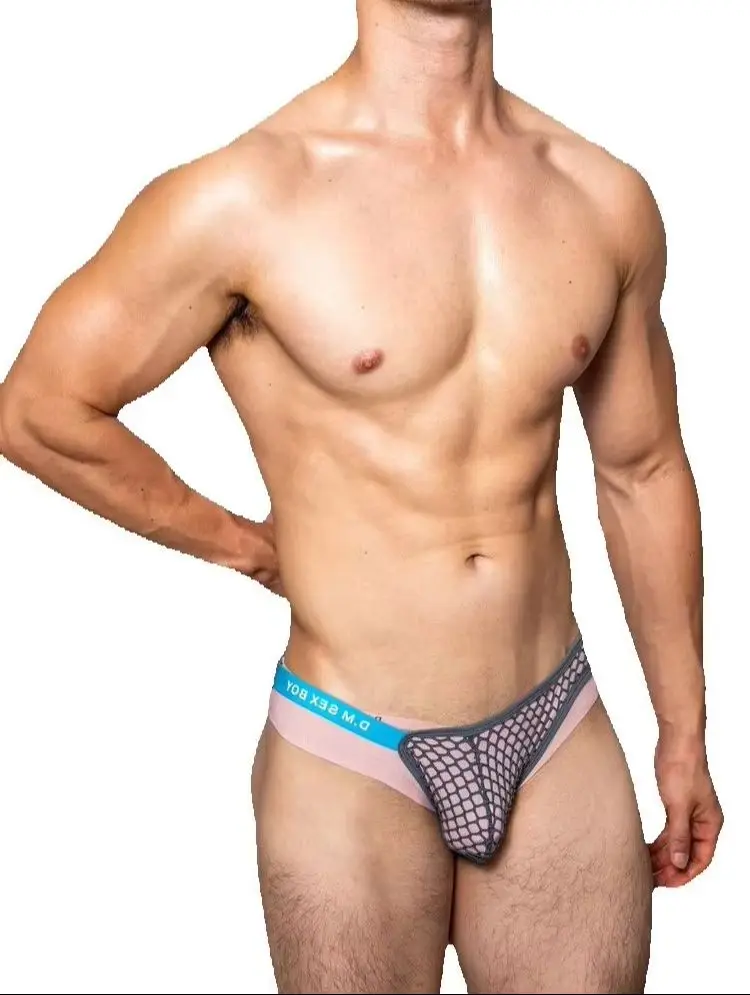 Men underwear Grey Yellow mesh summer Black boxer briefs quick-drying breathable solid color briefs low wais