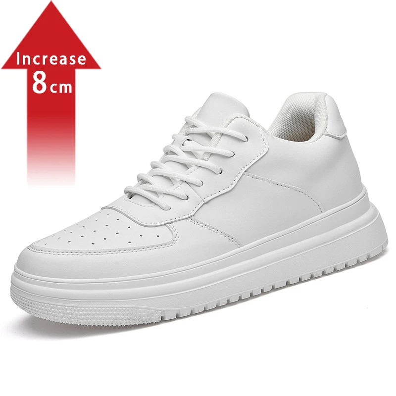 

Lift Sneakers Man Elevator Shoes Height Increase Insole 8cm White Taller Shoes Men Leisure Fashion Comfortable Breathable Sports