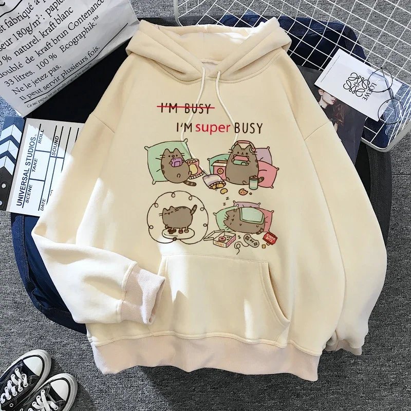 2020 Funny The Cat Hoodie Women Fashion Kawaii Korean Harajuku Sweatshirt Female 90s Cartoon Clothes Female Hood Oversized Girls