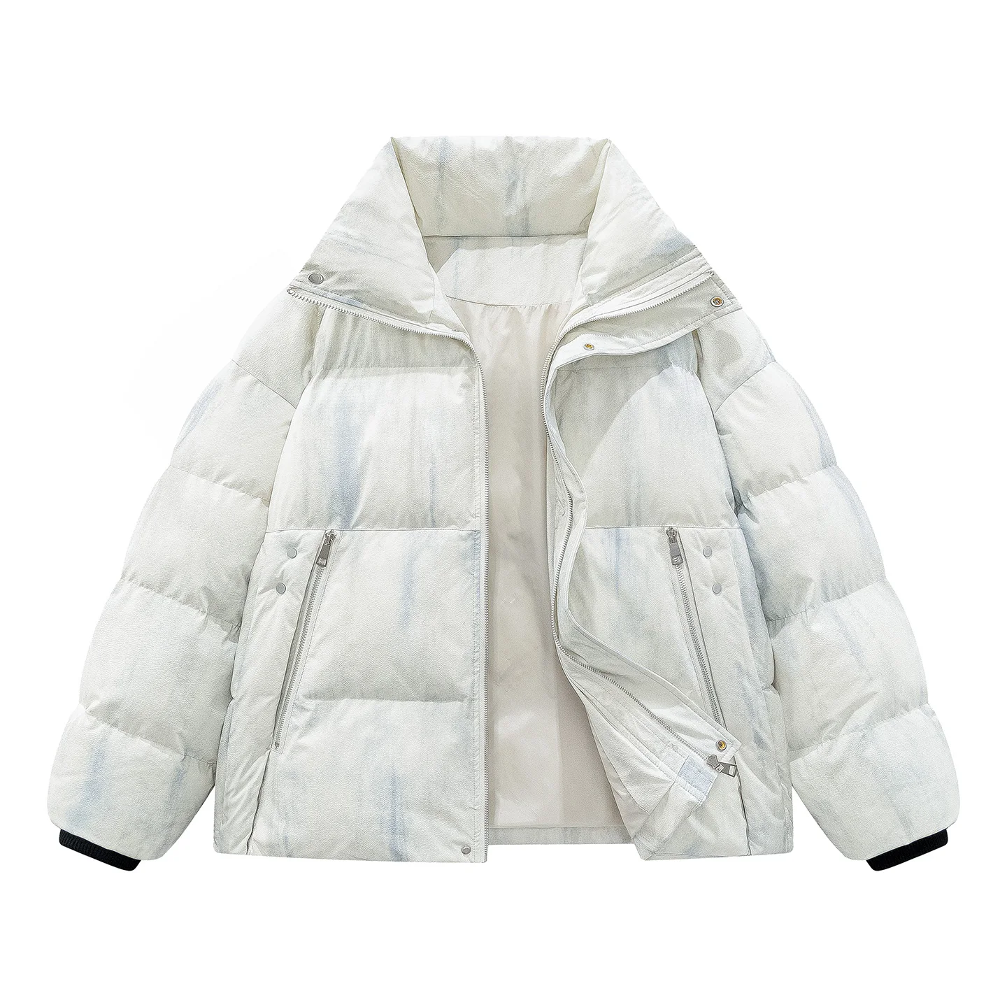 

Tie-Dye Down Cotton Puffer Jacket - Stand Collar Unisex Couple's Winter Coat - Plus Size Available