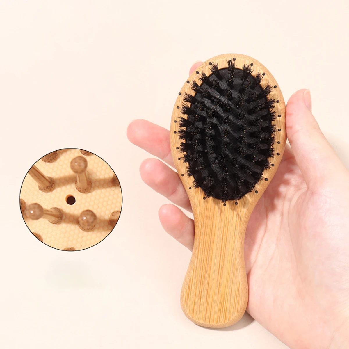 Bamboo Mini Airbag Comb with Anti-Static Air Cushion Design, Suitable for Home Hairdressing, Special for Real Hair Wigs