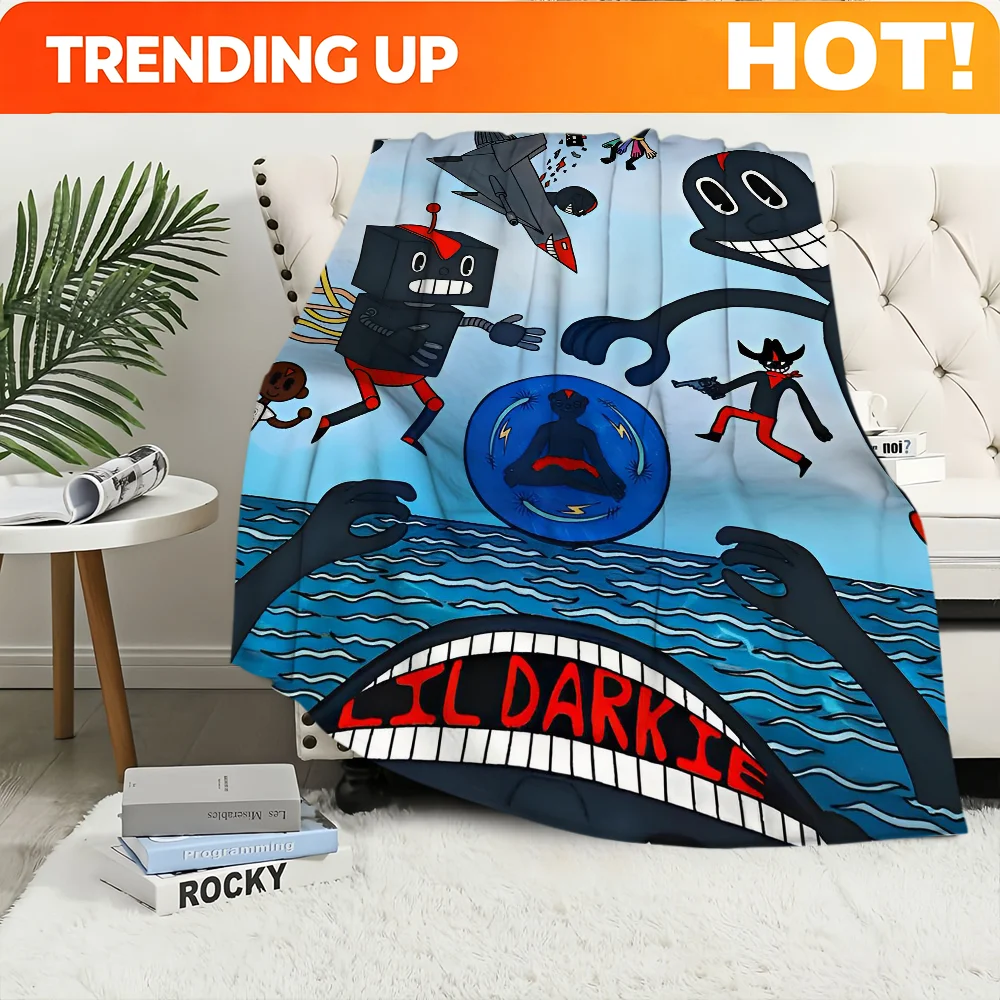 Customize Hip Hop Music Lil D-Darkie Blanket Blanket for Couch Sofa Travel Home Hiking Picni Bed Beding Flannel Blanket birthday