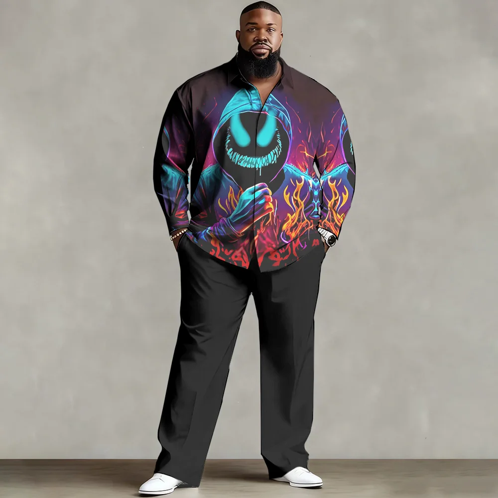 طقم قميص رجالي مقاس كبير S-9xl: سحر حيوان جوفي - نسيج مسامي، تصميمات حيوانات أنيقة وجذابة، مقاومة للتجاعيد، #1