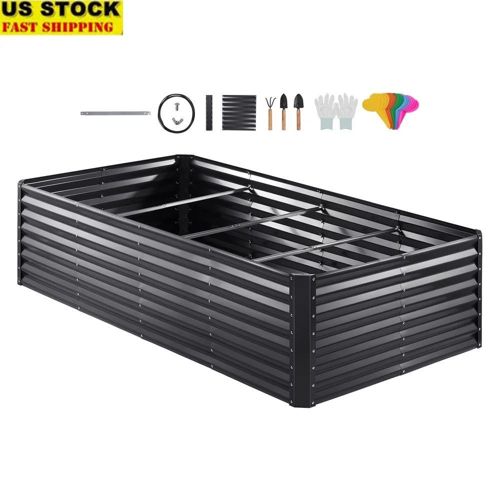 

Durable Galvanized Raised Garden Bed Open Bottom Planter Effortless Assembly Optimal Drainage User Friendly Gardening Tool Set