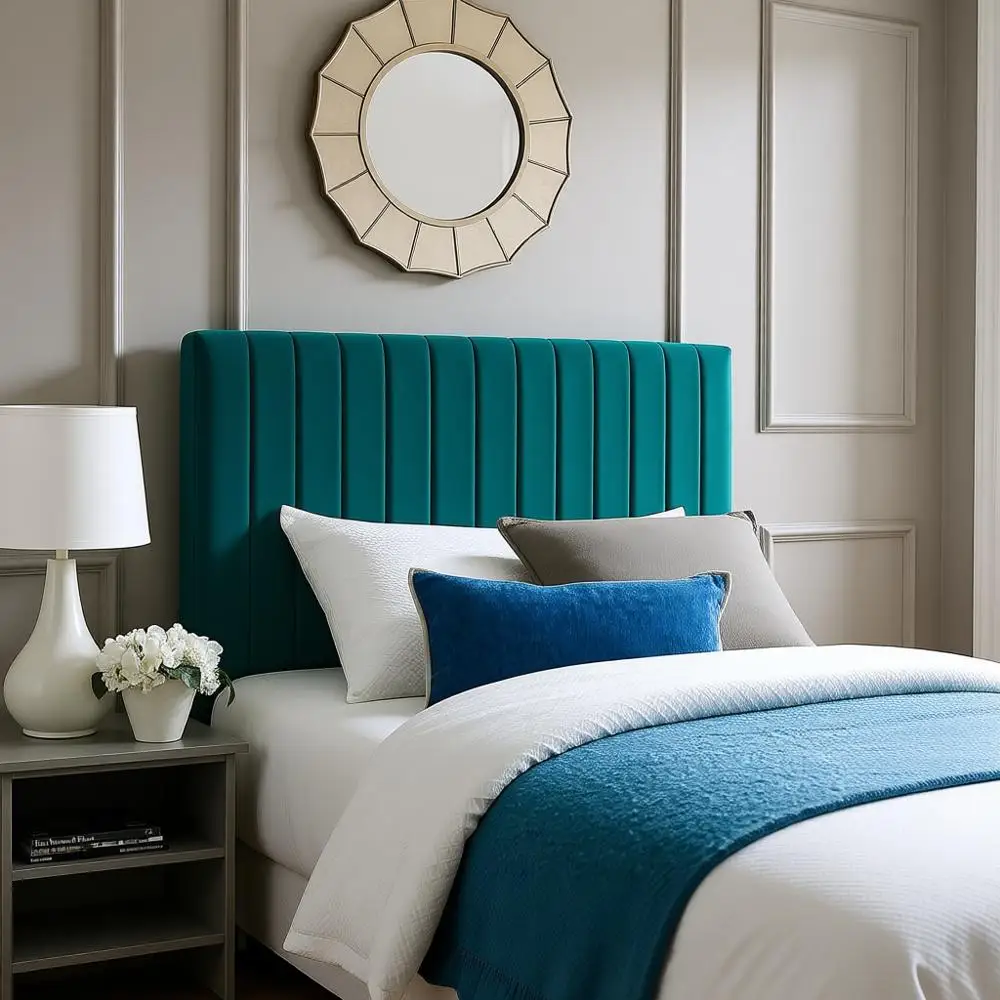 

Teal Velvet Twin Size Board with Upholstered Performance