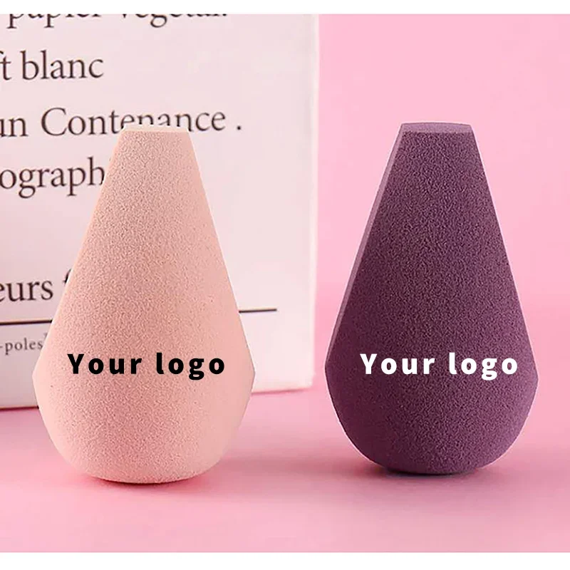 50 pezzi Logo personalizzato Non in lattice bellezza tre sfaccettature soffio cosmetico trucco spugna fondotinta Make Up spugna Blending Private Label