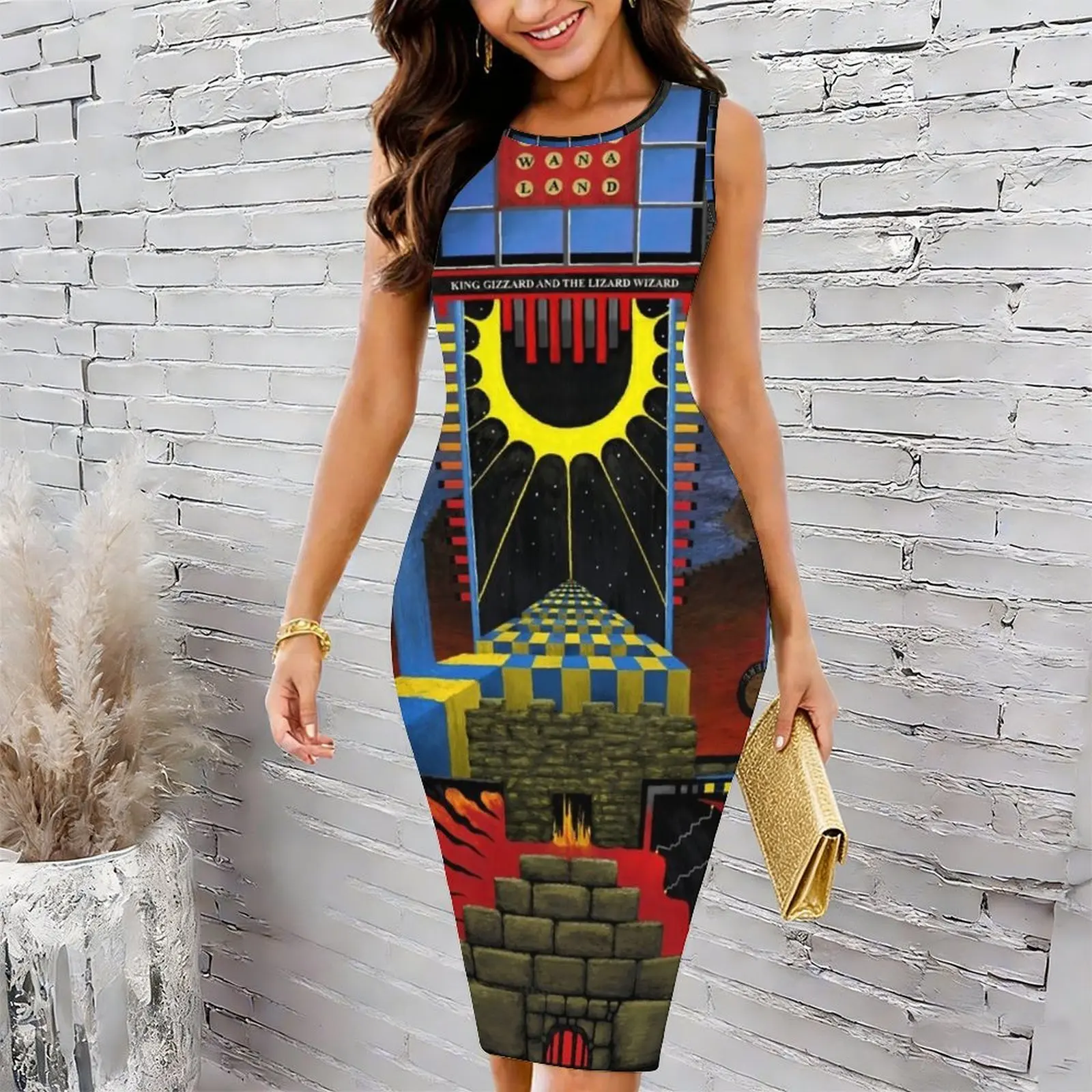 King Gizzard Polygondwanaland Women's Round Neck Tight Hip Wrap Skirt