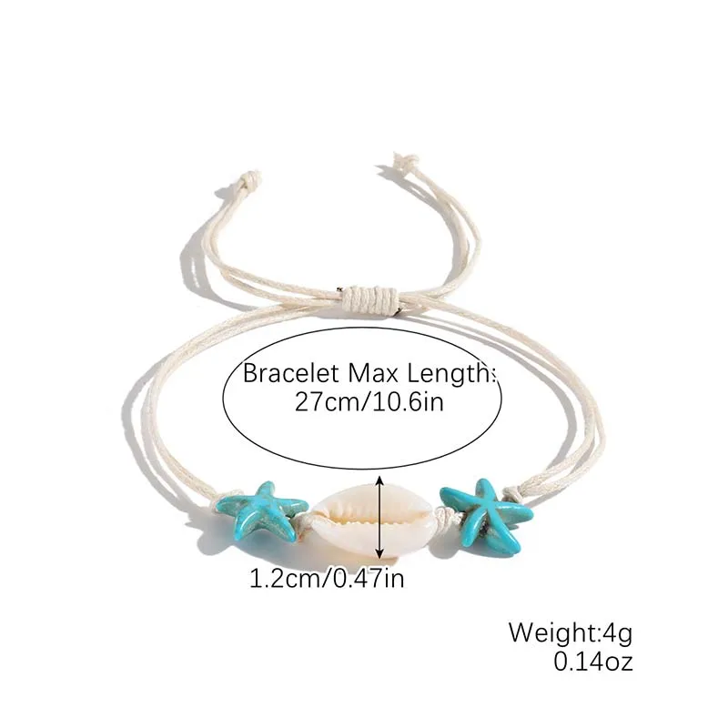 Klassisches Boho-Armband mit blauen Seestern und Perlen für Damen, Strandmuschel, Muschel, Muschel, Schildkröte, Armreif, modischer Freundschaftsschmuck – Detail 12