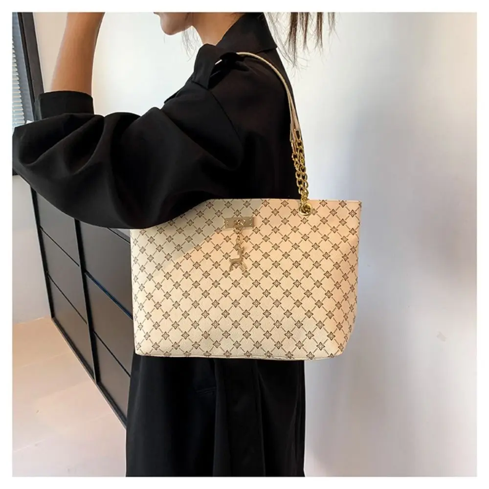 PU-Leder Schultertaschen Große Kapazität Tragetasche Bedruckte Handtaschen Einkaufstasche Damen Langlebige Modetasche Casual – Detail 4