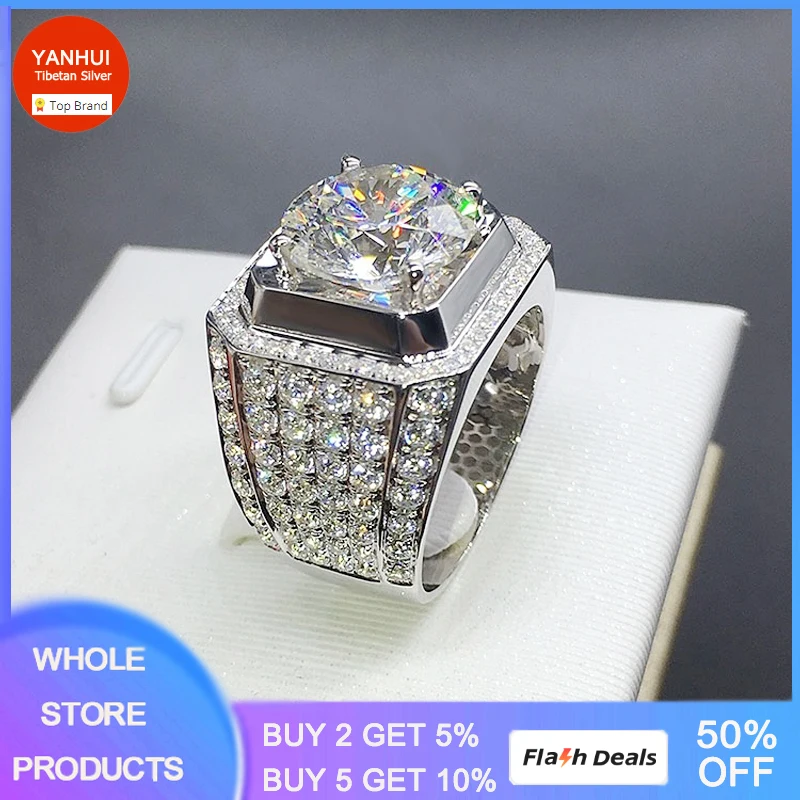 

Milangirl Big Hip Hop Rhinestone Men Out Bling Square Ring Pave Setting CZ Wedding Engagement Rings Top Quality