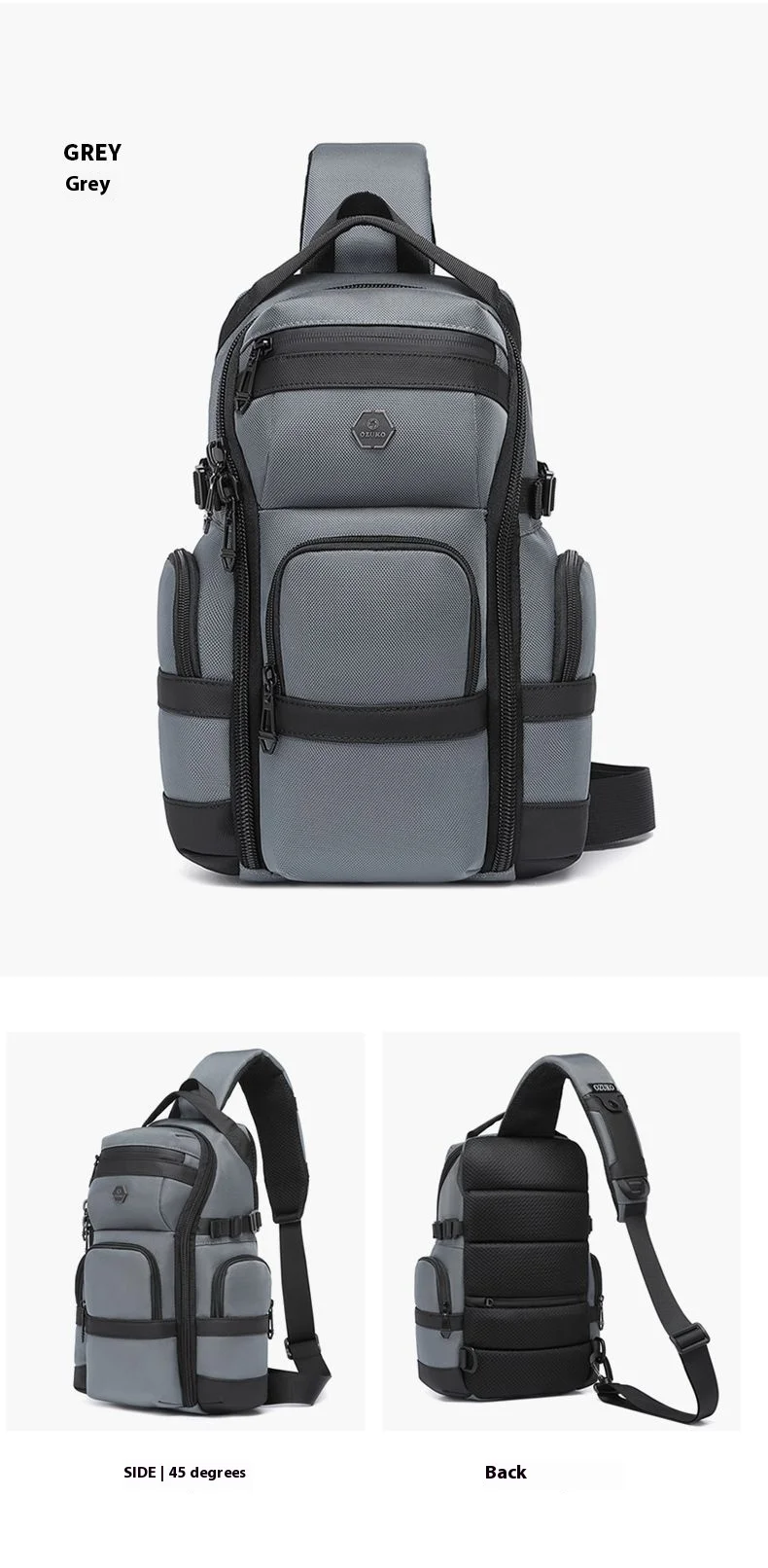 OZUKO Crossbody Bag Large Capacity Shoulder Bags for Male Waterproof Chest Bag Tactical Sling Messenger Bags Men Outdoor Sports