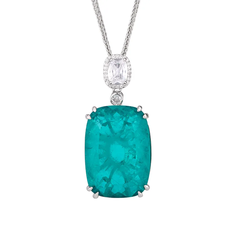 Jewelry Gold Plated Fashion Emerald Square Pendant Necklace 20*28