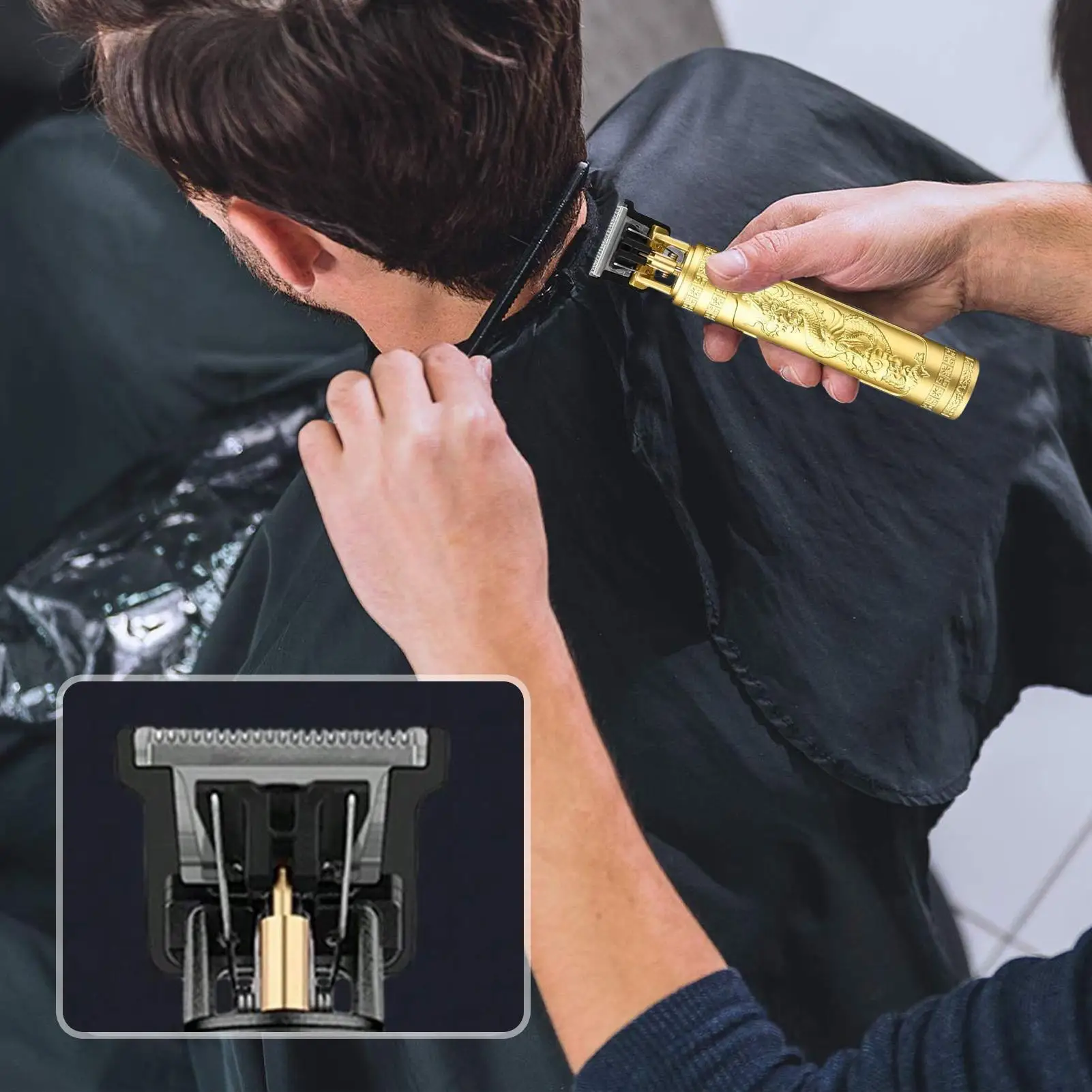 Barber Cordless Hair Trimmer Precision Gapped Carving Clipper Professional Electric Finish Cutting Machine