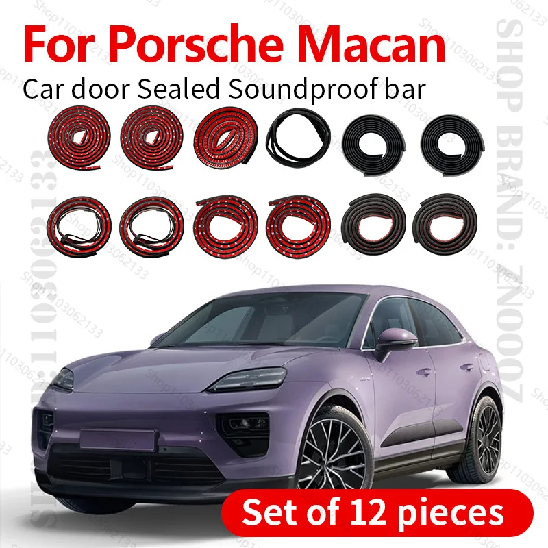 

For 2013-2025 Porsche Macan Car Door Seal Strip Rubber Double Layer Sealing Protector Soundproof Dustproof Seal Strip 12PCS Set