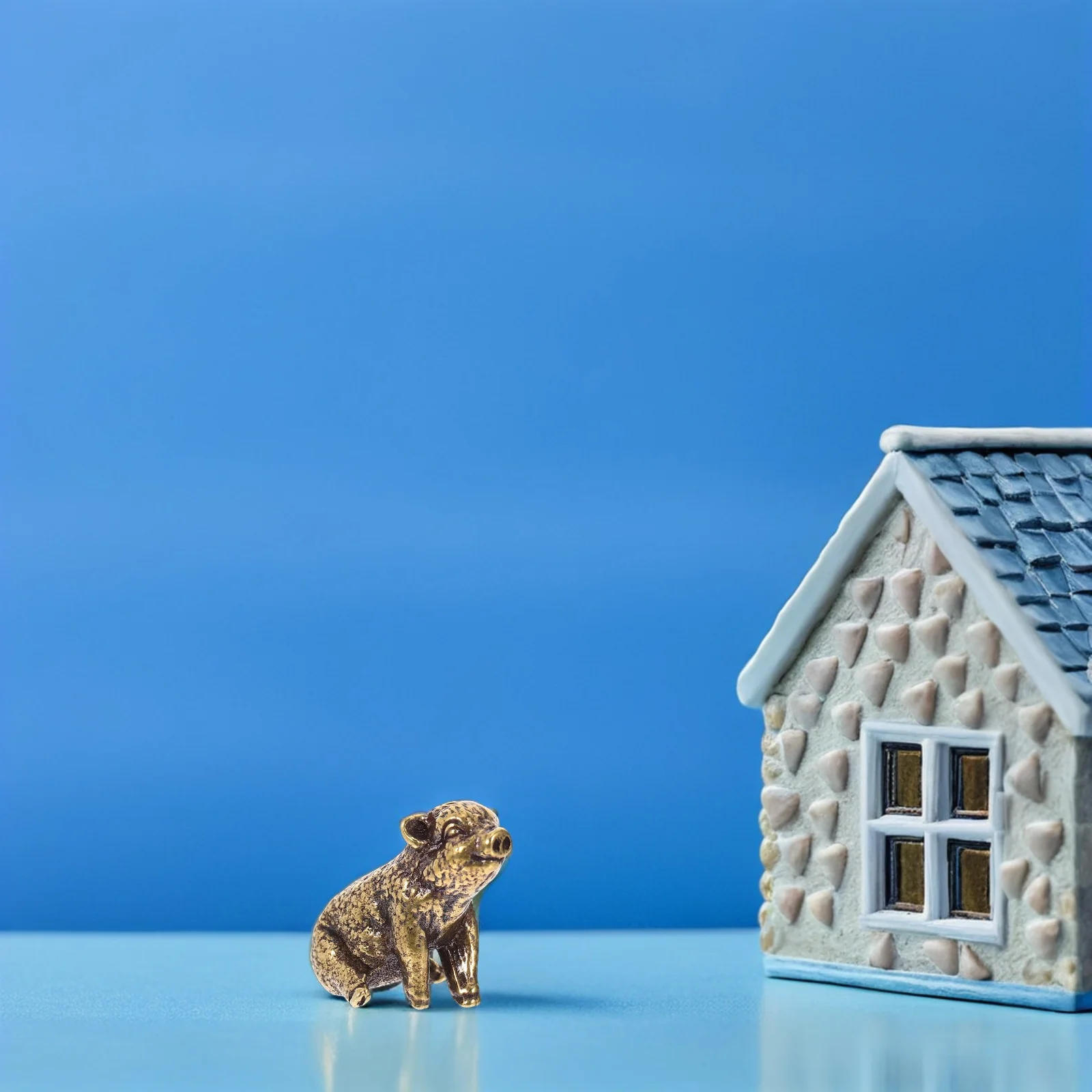 

2Pcs Brass Vintage Pig Ornament Retro Chinese Zodiac Miniature Figurines Feng Shui Lucky Desktop Statue for Home Office