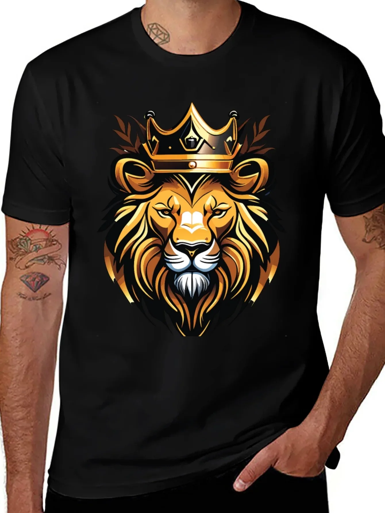 

Lion King Graphic Printing Men's T-Shirt Short Sleeve Cotton Tees Retro Hip-Hop Summer Y2k Tops Men Clothing Oversize T-shirt