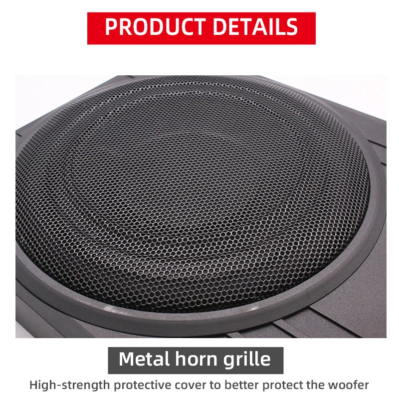 Car Speakers 8/10 Inch Pure Bass Ultra-Slim Subwoofer 12V High Power Active Under Seat Mounting Aluminium Alloy Car Speakers Mod