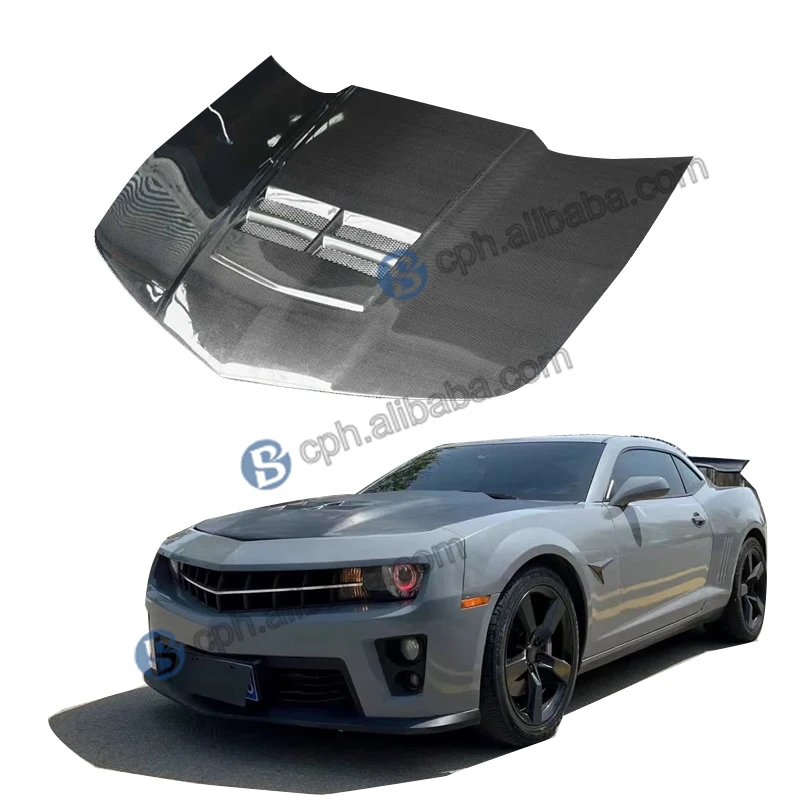 

BENSNEES Customized Black Real Carbon Fiber Bonnet Hood for Camaro 5th Gen 2010-2015 Carbon Hood Replacement Upgrade