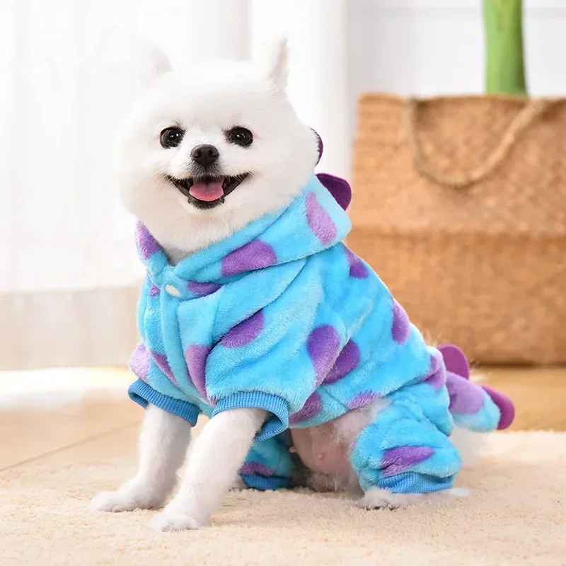 New Cross-Border Style Dog Clothes Cat Autumn/Winter Cute Thickened Four-Legged Jacket Small Dog Cat Dyeing Dinosaur Transformat