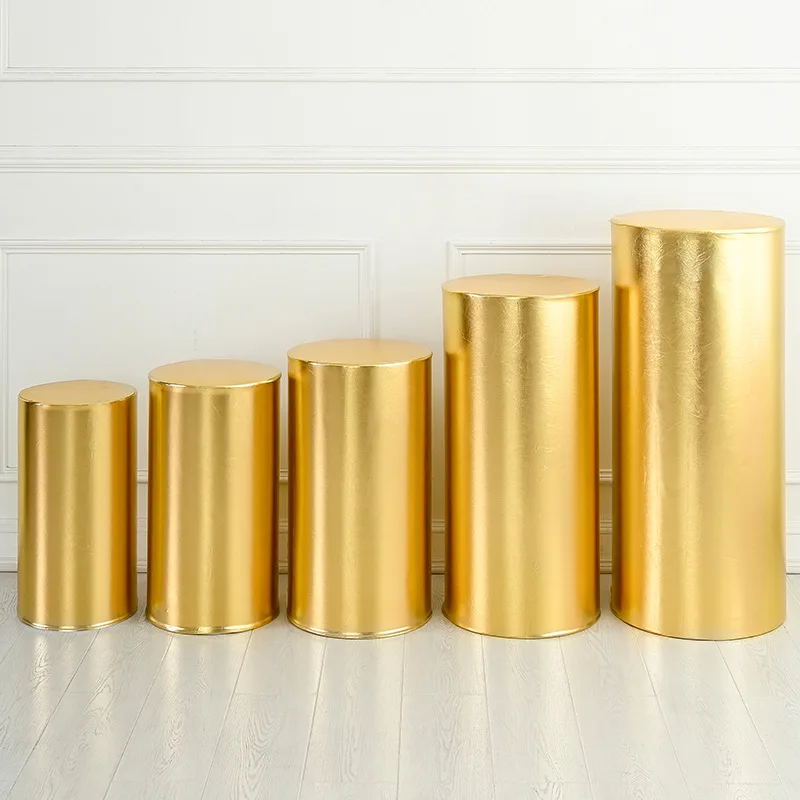 Pedestal Cover Cylinder Table Covers Party Decoration Colum Cover Metallic Gold Sliver Elastic Fabric Plain Party Decoration