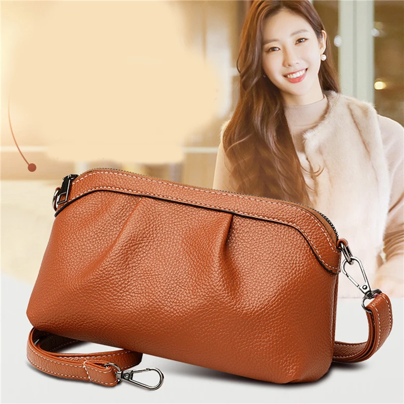 

New Women Messenger Bag PU Leather High Quality Small Hobos Bags Daily Casual Lady Shoulder Bag Ruched Design Crossbody Bags