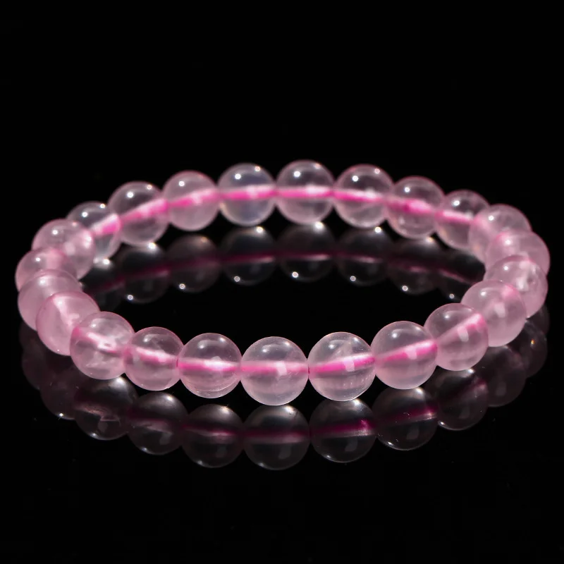 Wholesale Pink Rose Powder crystal Quartz Natural Stone Streche Bracelet Elastic Cord Pulserase Jewelry Beads Lovers woman Gifts