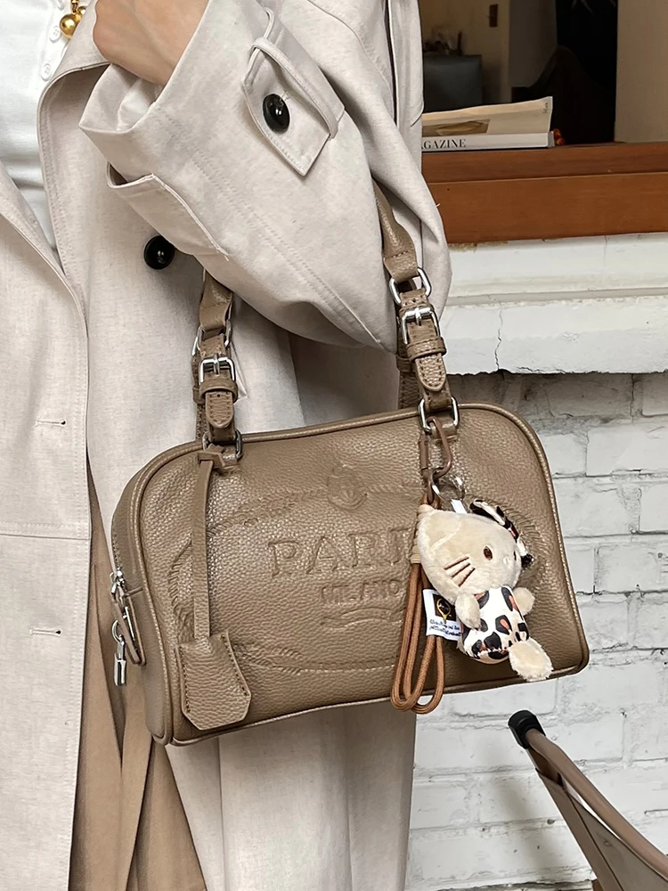 

Матовая сумка для боулинга в стиле ретро, женская повседневная сумка на одно плечо, сумка через плечо, универсальная диагональная сумка из мягкой искусственной кожи