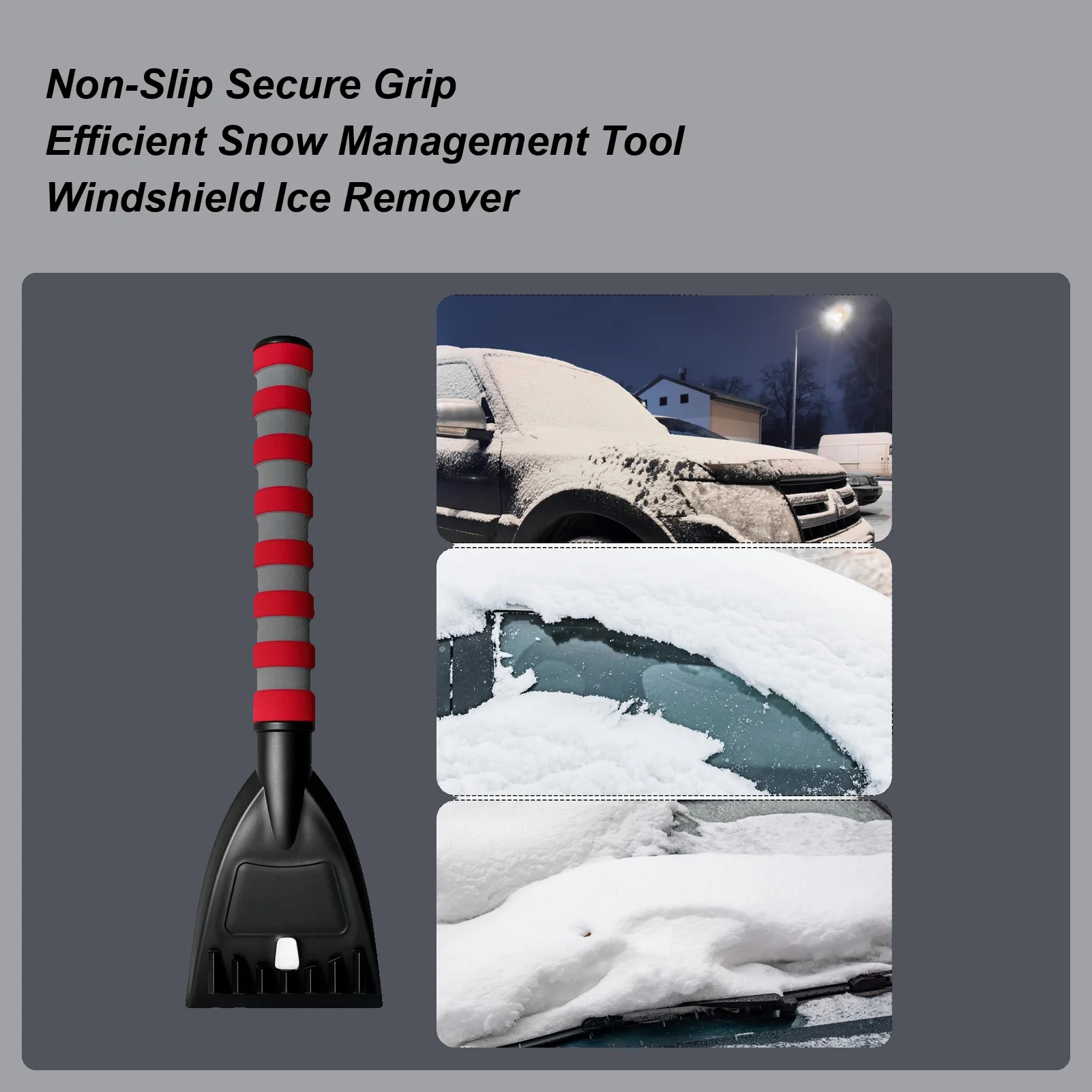 Ice Scrapers For Car Windshield Ergonomic Portable Auto Supplies With Silicone Handle Lightweight Snow Shovels For Truck SUV