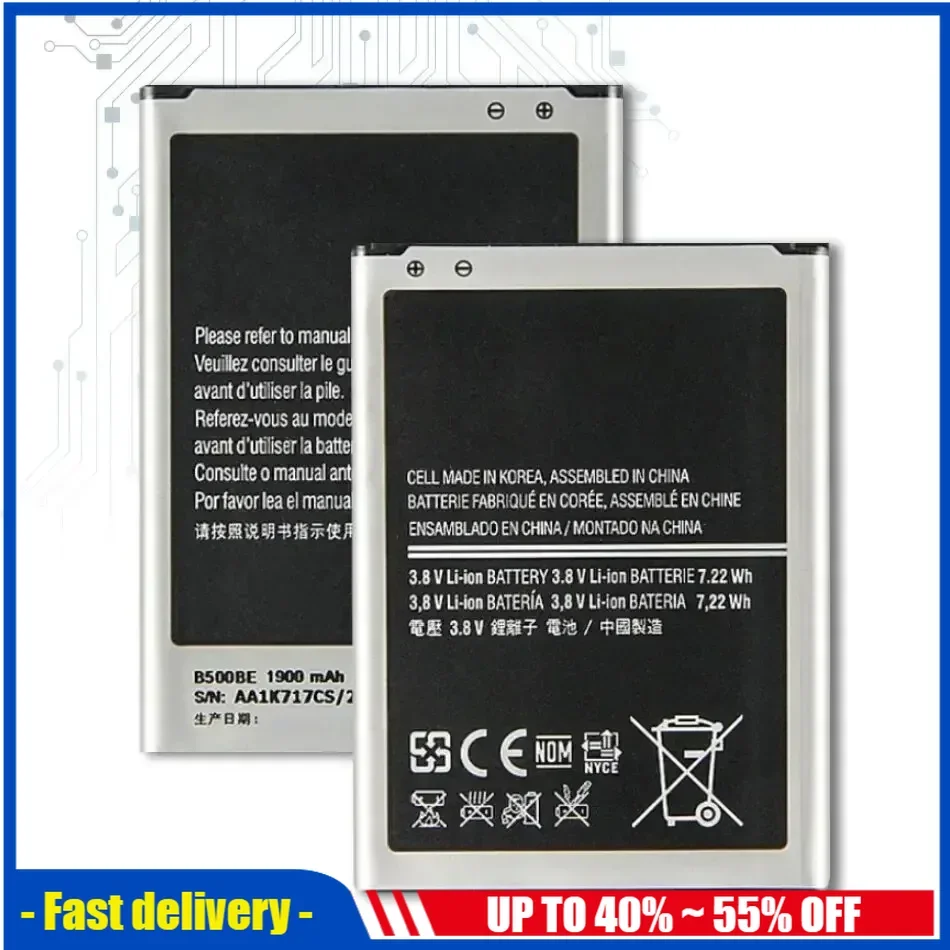 B500BE B500AE Mobile Phone Batteries For Samsung GALAXY S4 Mini I9190 I9192 I9195 I9198 S4Mini 1900mAh Portable Battery