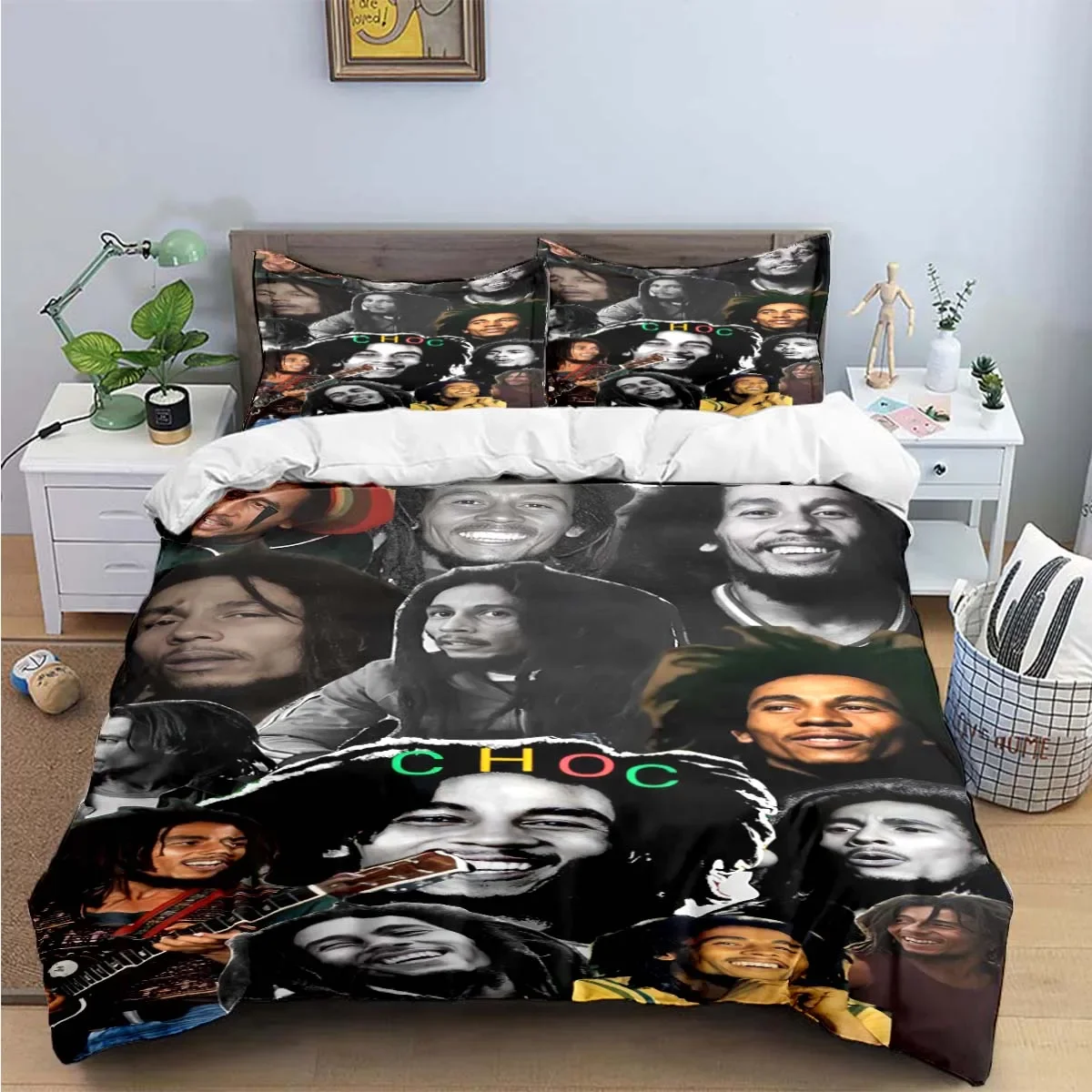 

Pop Singer R-Reggae Bob Marley Pattern Bedding Sets Bed Supplies Set Duvet Cover Comforter Set Bedding Set Luxury Birthday Gift