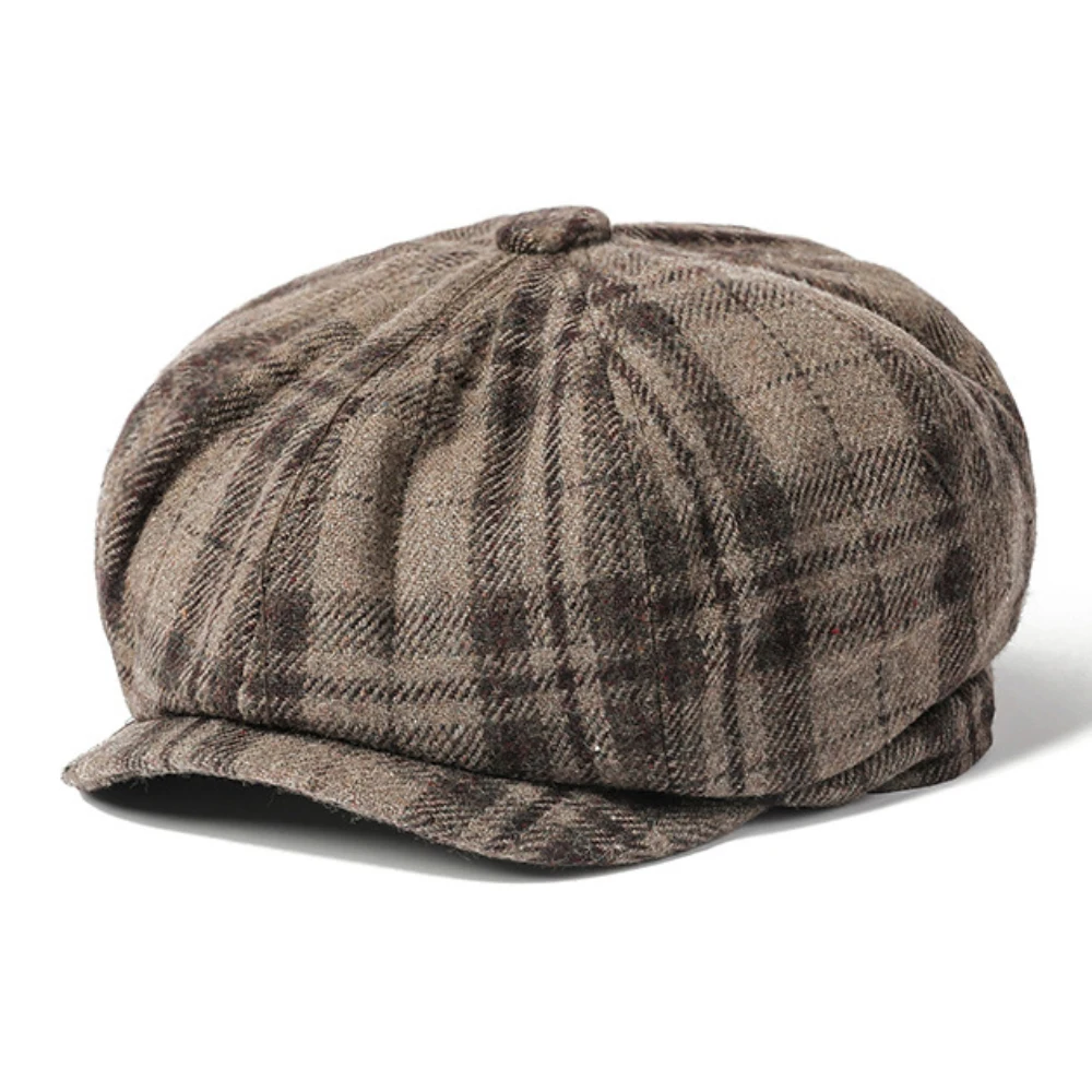 

HT4966 Berets for Men Women Retro Artist Painter Plaid Beret Hat Male Female Octagonal Flat Cap Autumn Winter Wool Hat Beret Cap